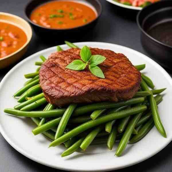 Мясные зразы со стручковой фасолью